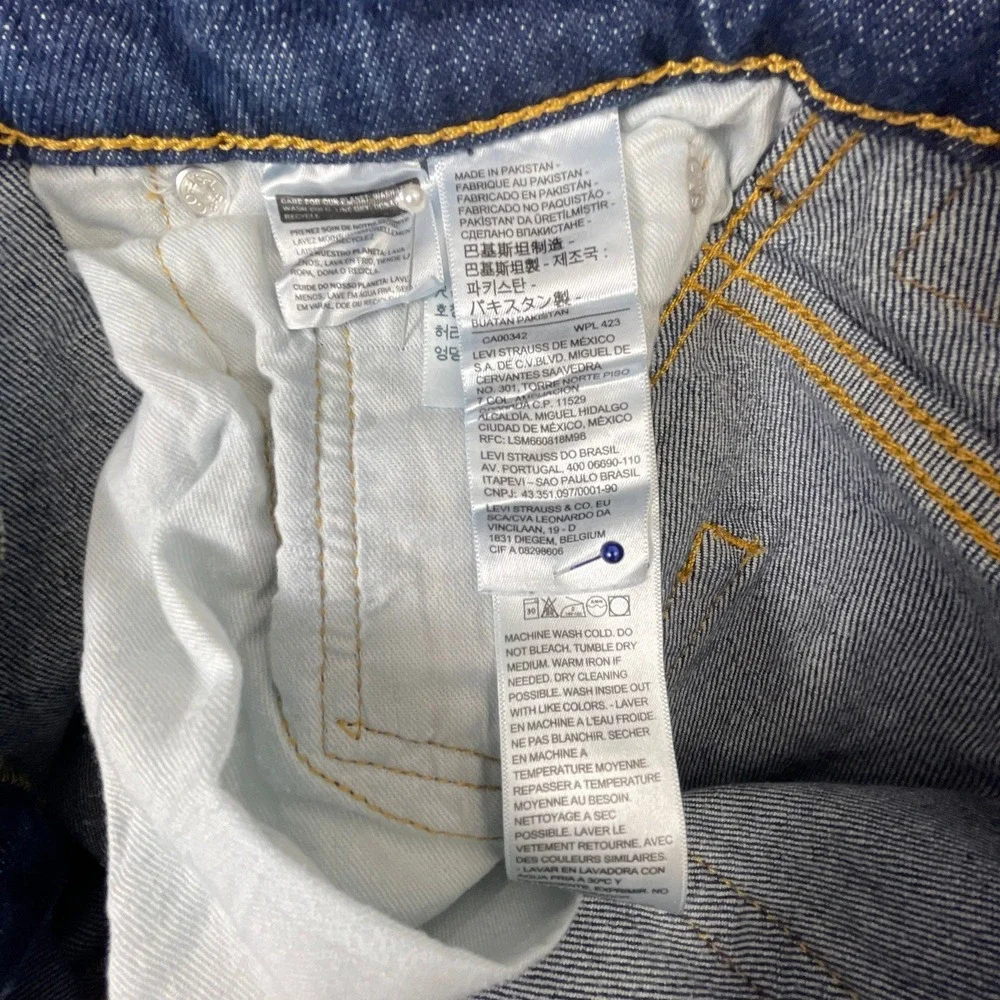 Levi Western Fit Mens 30x32 Straight Leg Blue Denim Jeans Strong Cotton Workwear